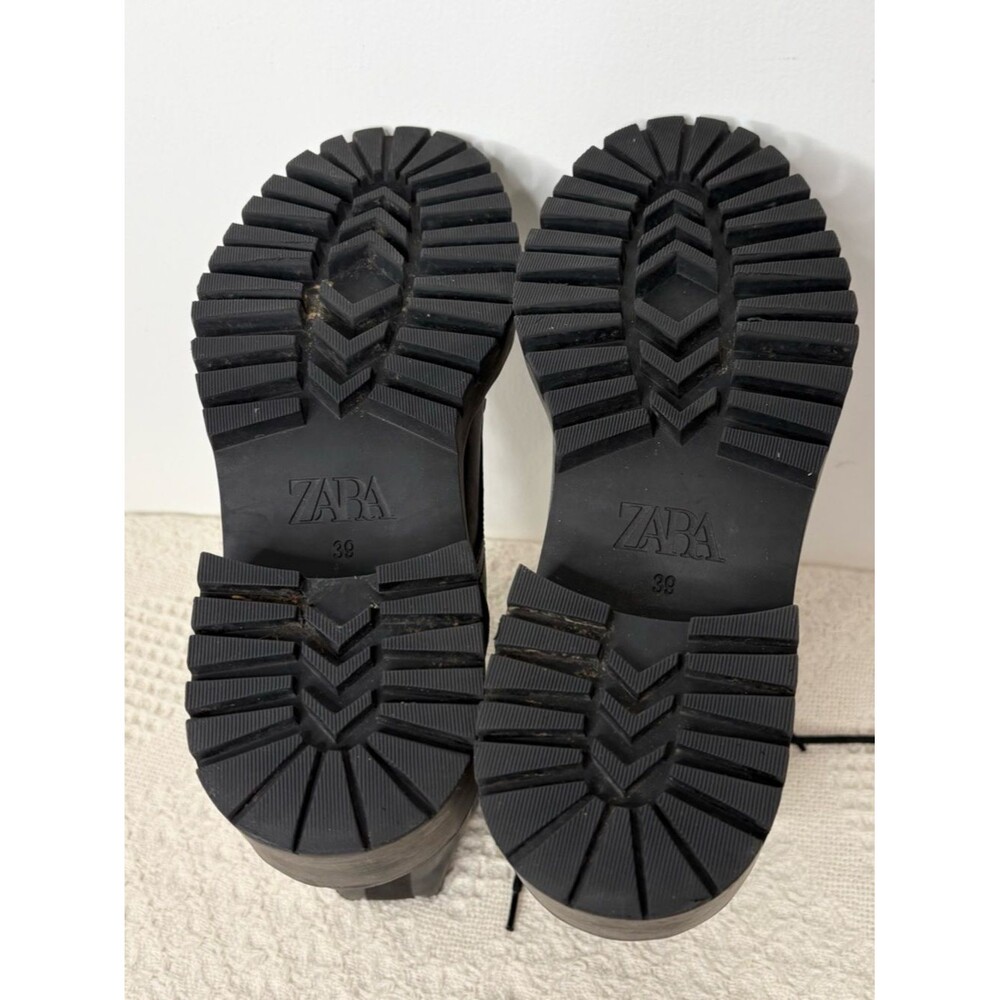 Zara Women’s Black Lace-Up Platform Combat Boots Studded - Picture 9 of 10